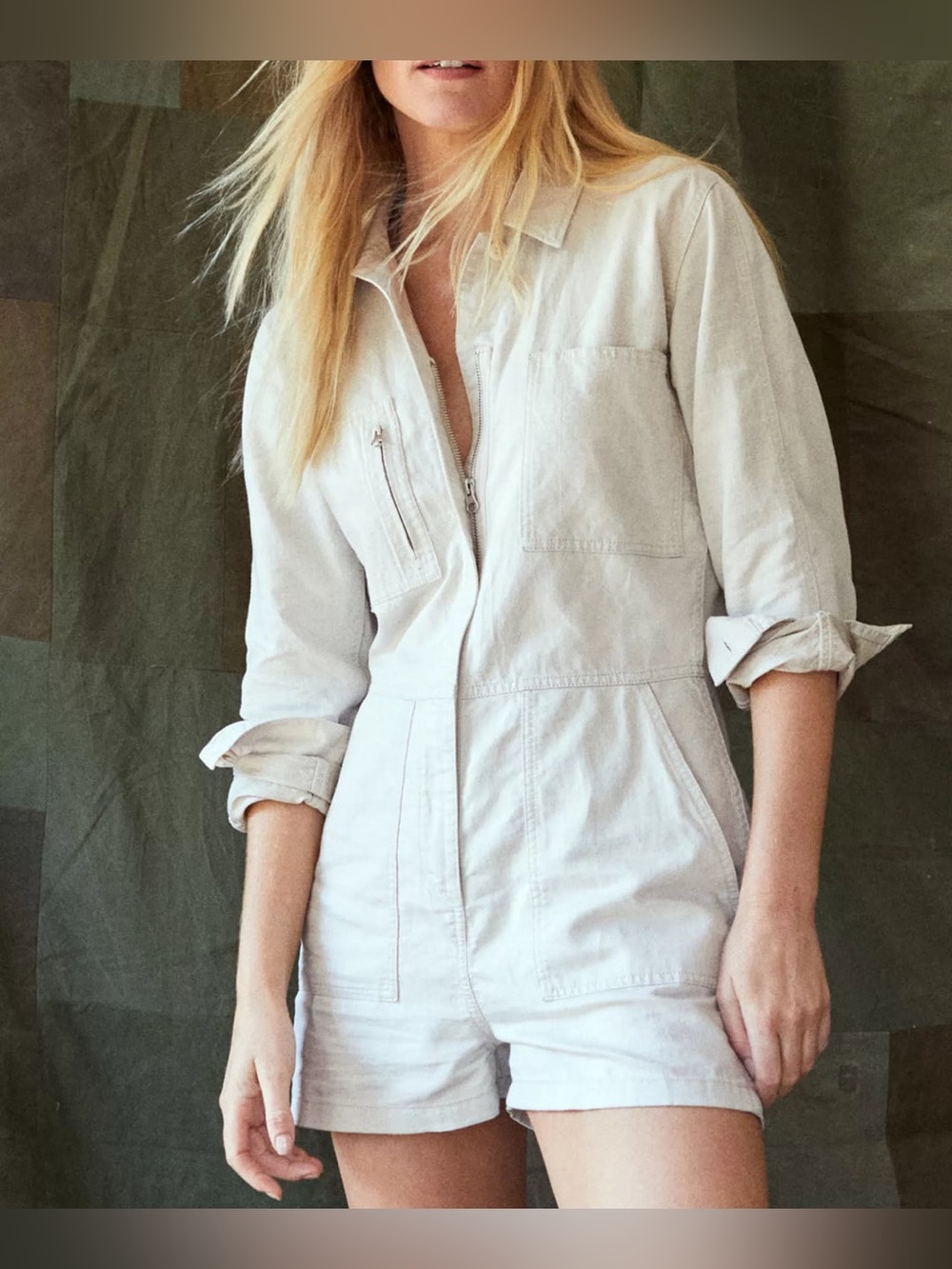 NWT OUTERKNOWN STATION SUIT SHORTALL ROMPER - NATURAL